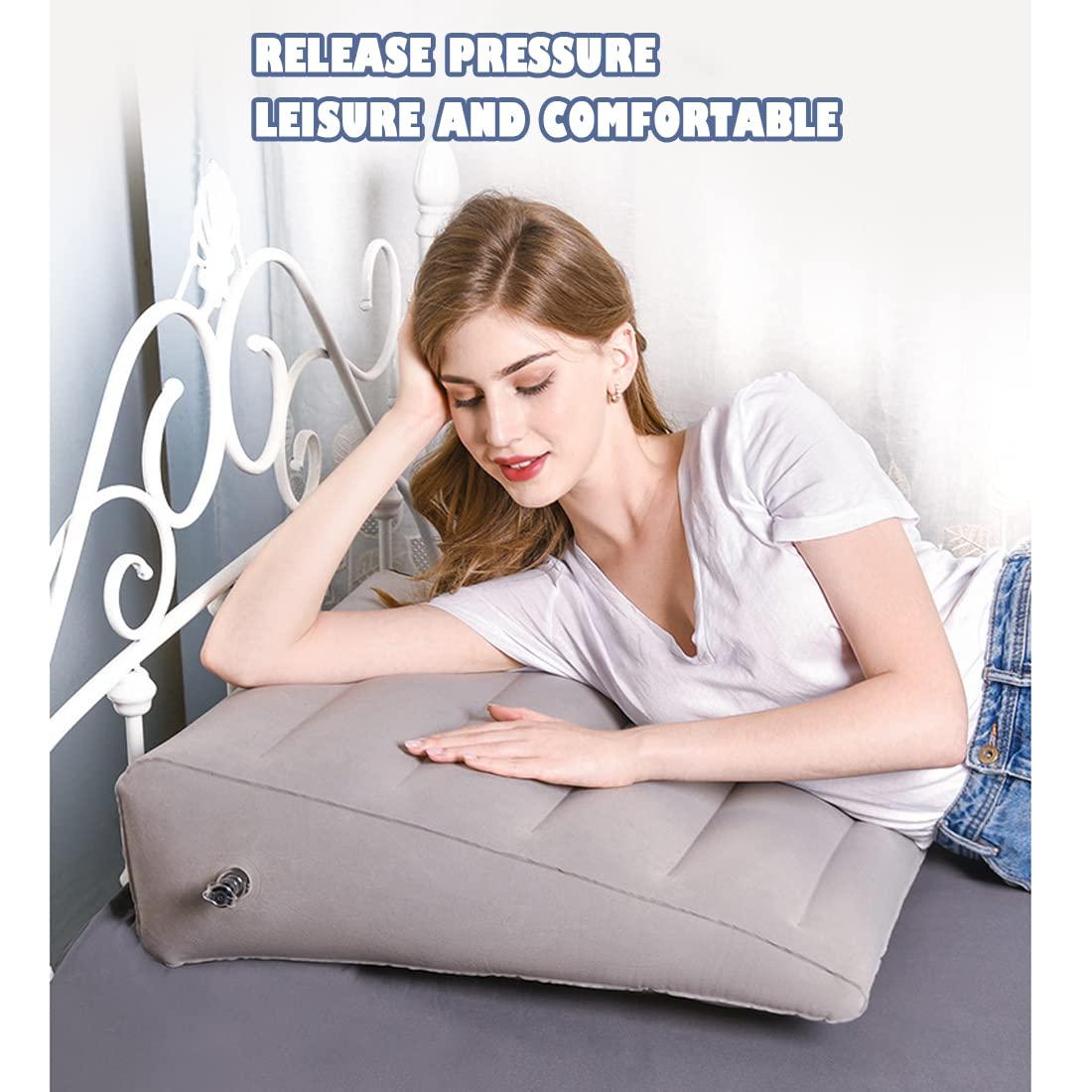 VOPHIA VOPHIA Inflatable Wedge Pillow - Lightweight & Portable Travel Wedge Pillow for Sleeping, Reading,Post Surgery&Leg Elevation - Triangle Pillow with Washable Cover Sleep Wedge Pillow (Grey)