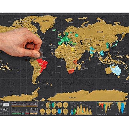 TheGoldWear Arts TheGoldWear Arts Scratch Off World Map Poster - with US States and Country Flags, Track Your Adventures. Includes Scratcher and Memory Stickers, for Travelers (TM) by TravelAdventures