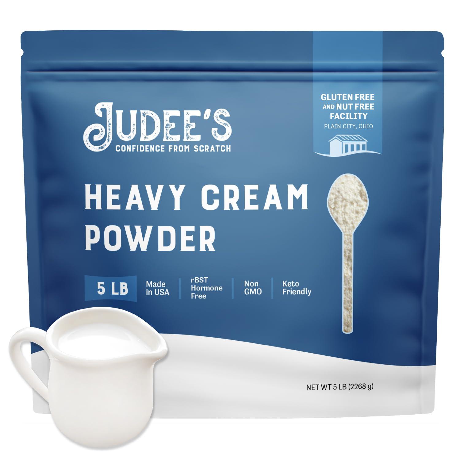 Judee's Gluten Free Judee\'s Heavy Cream Powder 5 lb - GMO and Preservative Free - Produced in the USA - 100% Gluten-Free - Keto Friendly - Add Healthy Fat to Coffee, Sauces, or Dressings - Make Liquid Heavy Cream