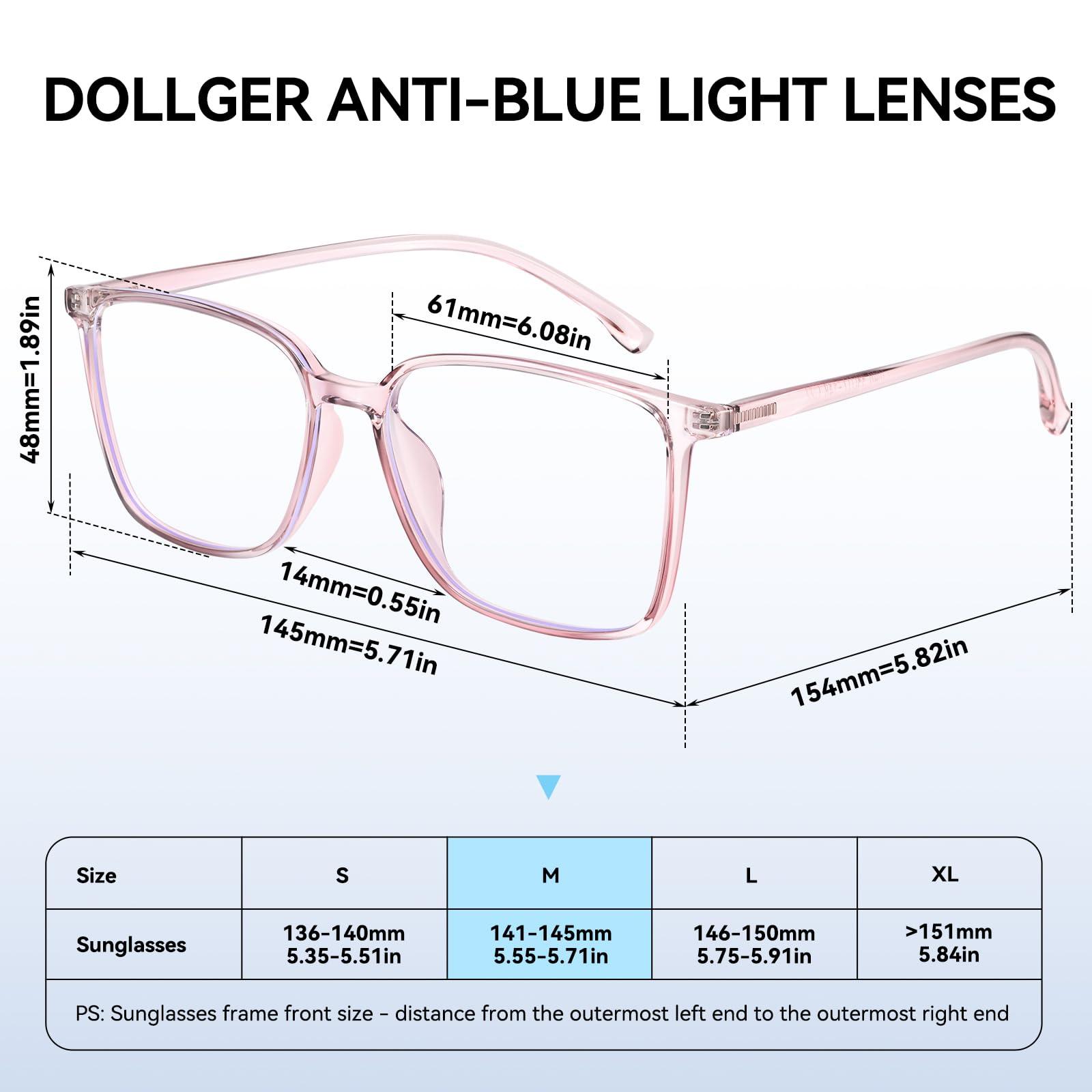 Dollger Dollger Blue Light Blocking Glasses Women Men Square Nerd Eyeglasses Frame Lightweight Computer Glasses Pink
