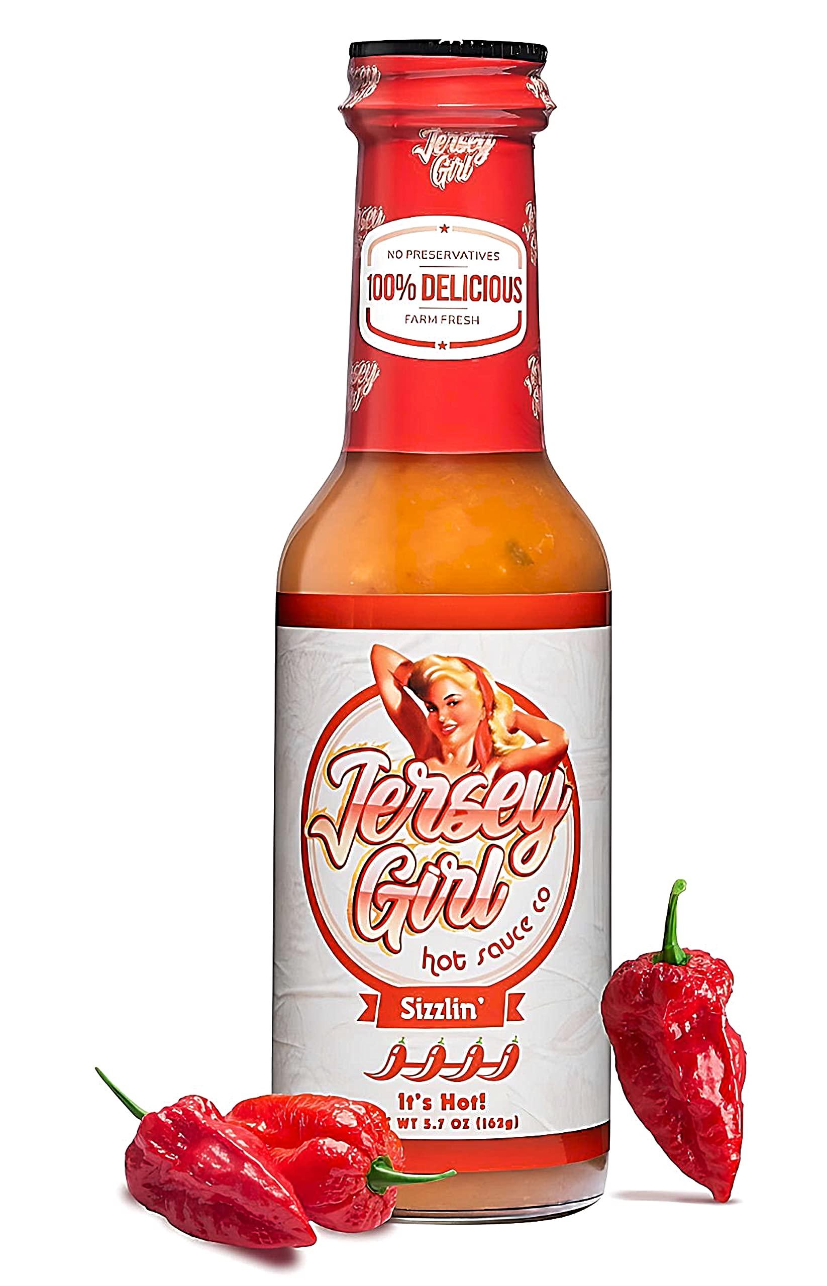 Jersey Girl Hot Sauce Co Jersey Girl Sizzlin' Sodium/Salt Free Hot Sauce - Made with Scorpion & Ghost Pepper 5oz (Spicy) All Natural Ingredients