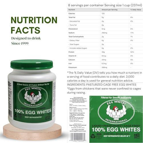 EGG WHITES INTERNATIONAL WWW.EGGWHITESINT.COM Egg Whites International 100% Pure Liquid Egg White Protein Designed to Drink. Now 100% CAGE Free (2 Half Gallons)