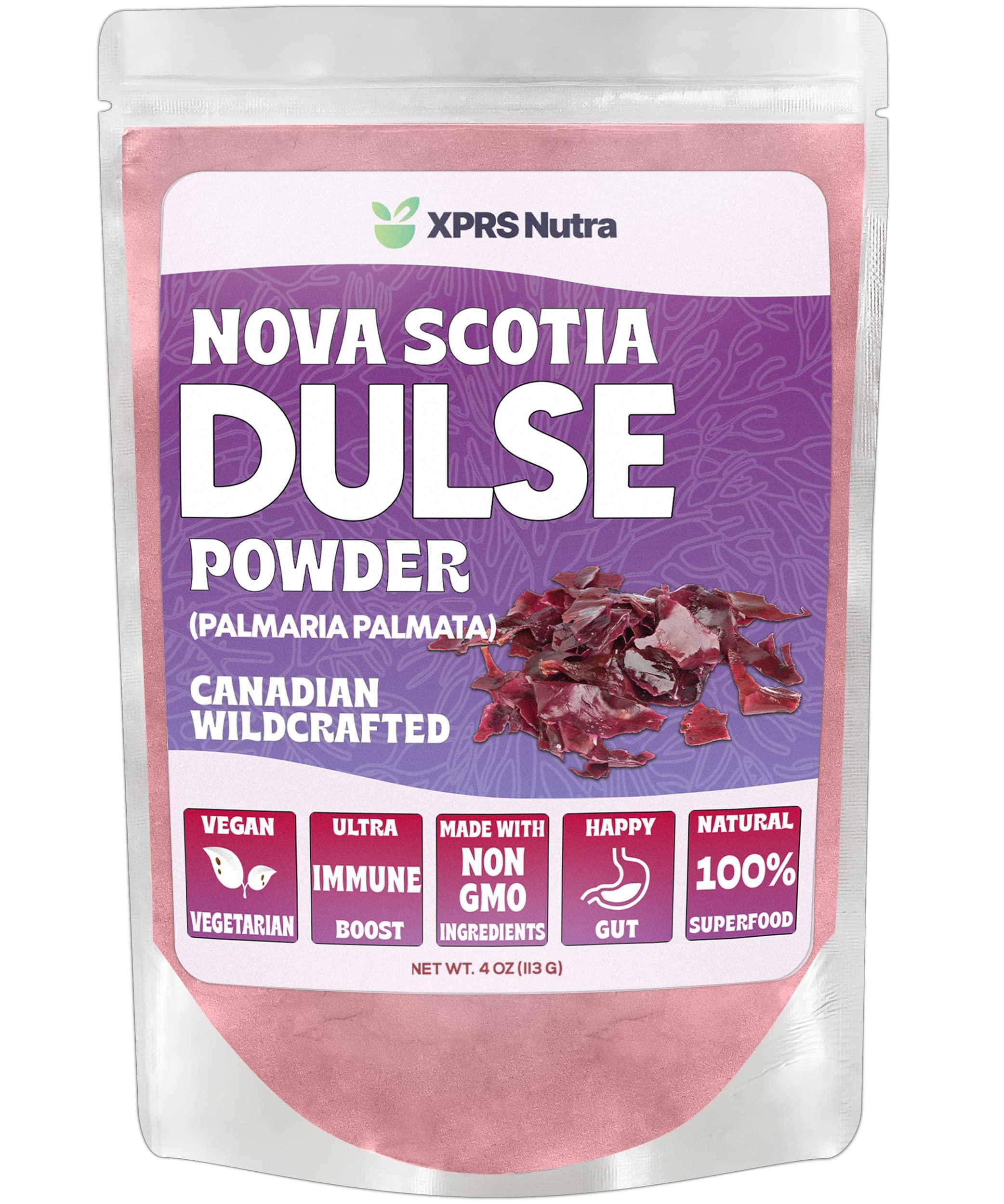 XPRS Nutra XPRS Nutra Dulse Powder (Palmaria Palmata) - Canadian Wildcrafted Nova Scotia Dulse Powder for Thyroid and Bones - Vegan Friendly Atlantic Dulse Powder (4 Ounce)