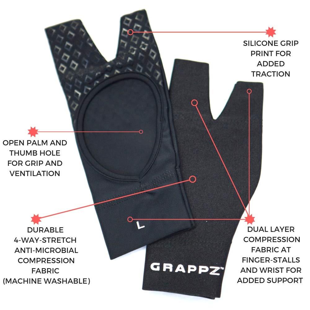 Grappz Grappz Multi-use Finger Support Athletic Gloves - Mallet Finger Splint - Hand Brace For Arthritis Pain and Protection- Prevent Unnecessary Injuries - Finger Braces Joint Stabilizer (Black, Unisex, Extra Large)