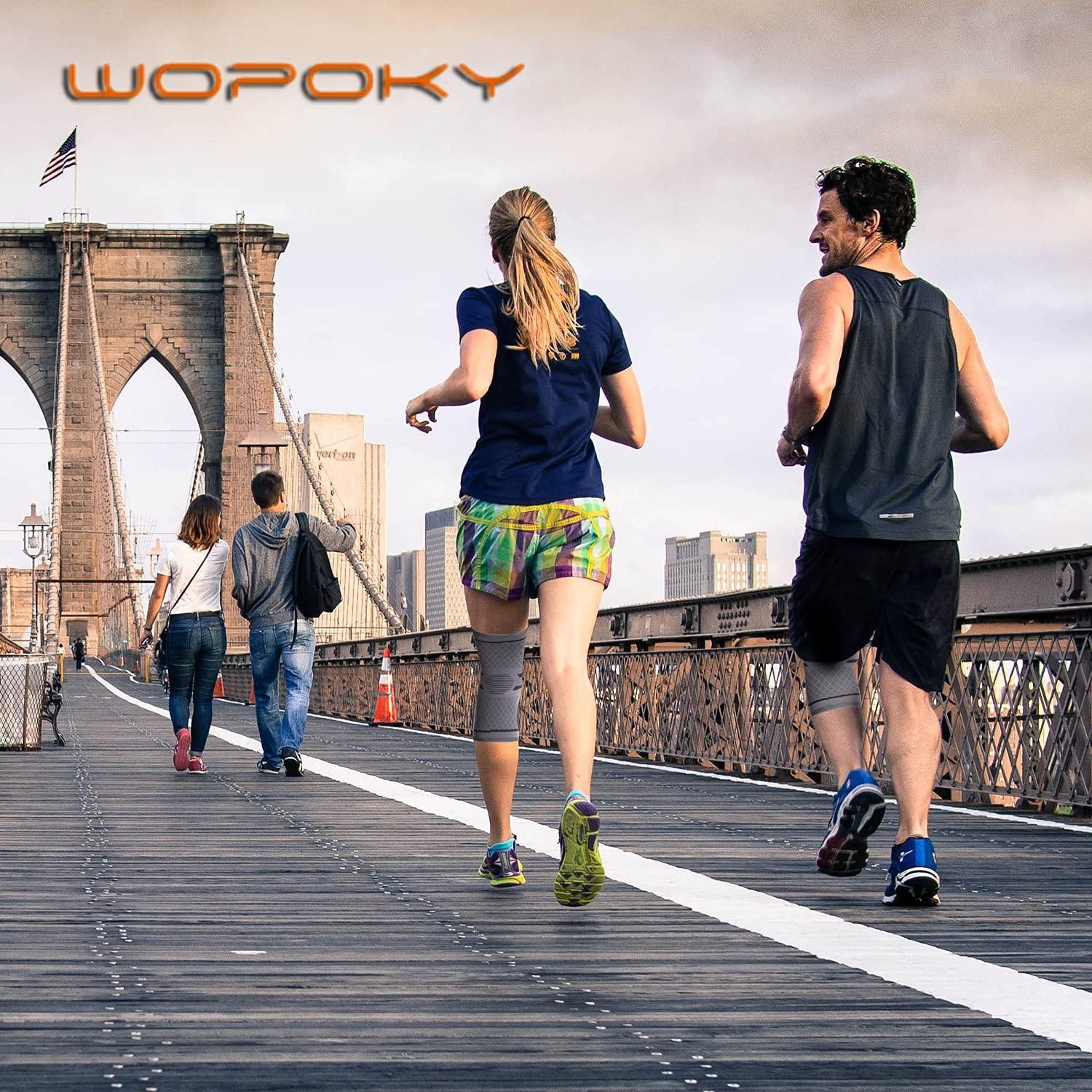 WOPOKY WOPOKY Knee Braces for Knee Pain, Compression Knee Sleeves Support for Weightlifting Running Squatting Basketball Working out, Knee Pain Relief for Meniscus Tear Arthritis (2 Pack)