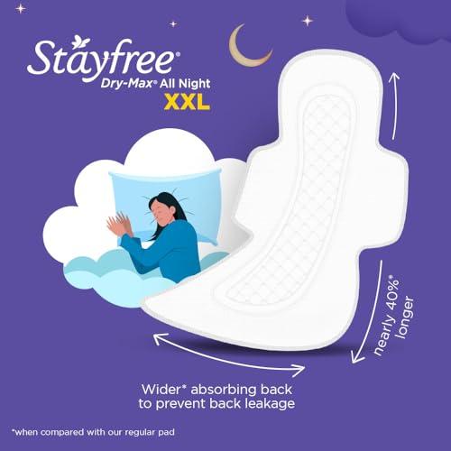 Stayfree Stayfree Dry Max All Night XL Dry Cover Sanitary Pads For Women With Wings, 28 Pads