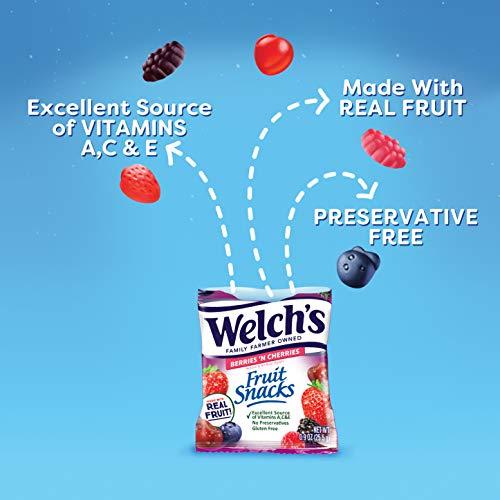 Welch\'s Welch\'s Fruit Snacks, Berries \'n Cherries, Gluten Free, Bulk Pack, 1.55 oz Individual Single Serve Bags (Pack of 144)