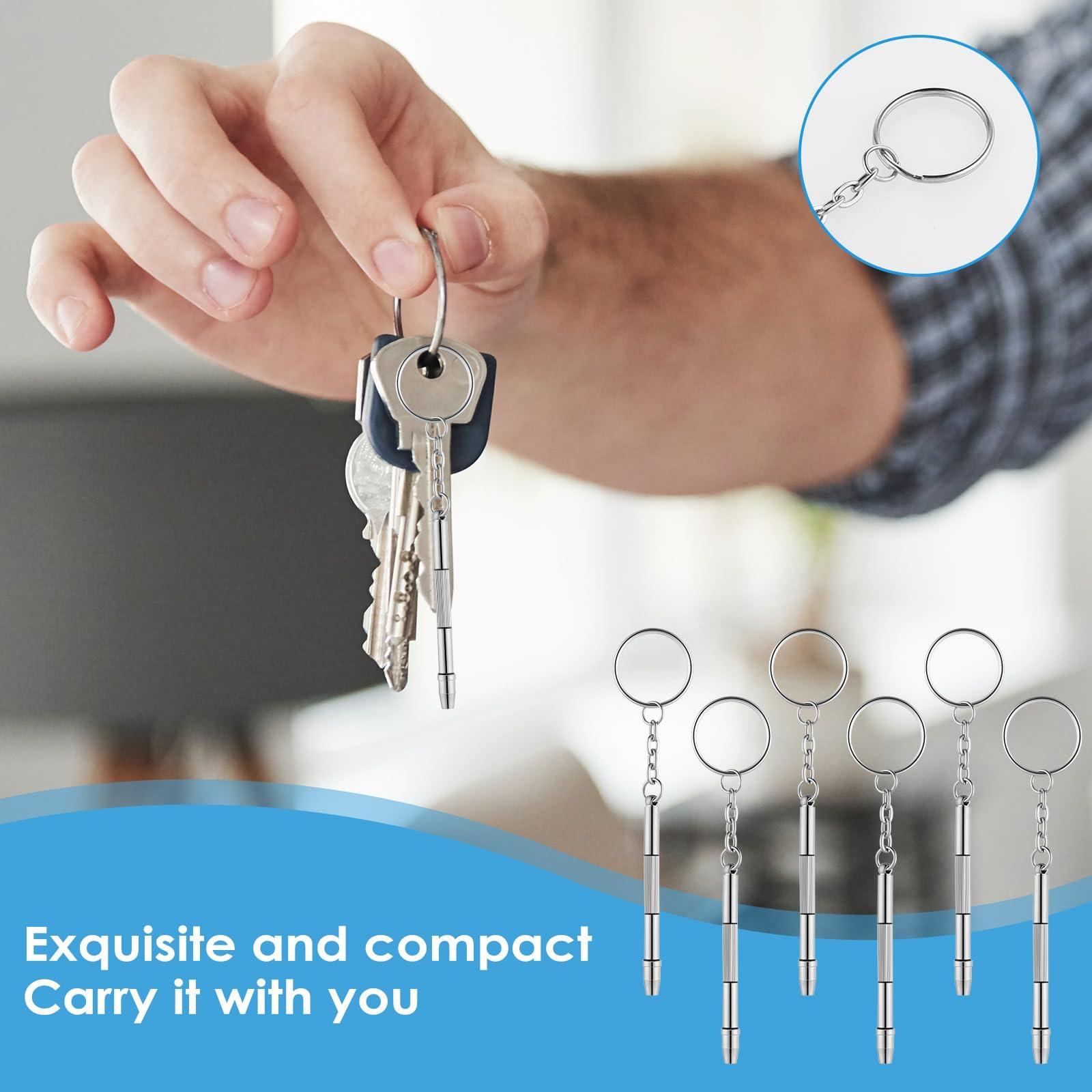 Nogeqi Nogeqi 6 Pcs Mini Eye Glasses Screwdriver Repair Kit 4 In 1 Portable Tiny Glasses Screwdriver Keychain Precision Tightening Eye Glass Screwdriver Kits for Eyeglasses, Computer and Watch Repair