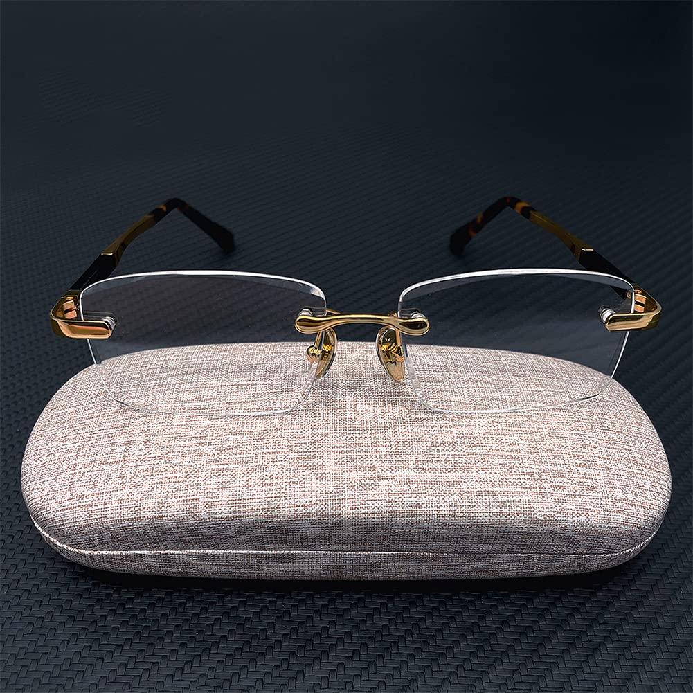 NWB NWB Rimless Reading Glasses Blue Light Blocking for Men,Crystal Clear Lens,Metal Frame Spring Hinges Readers Anti Glare