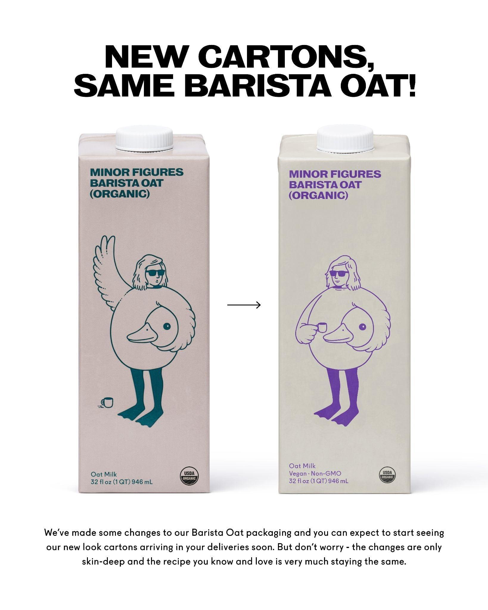 Minor Figures Minor Figures - Oat Milk - Organic - Barista Standard - 32 Oz - 6 Pack - Non Gmo - Plant Based - Vegan - Dairy Free - Shelf Stable - Unsweetened