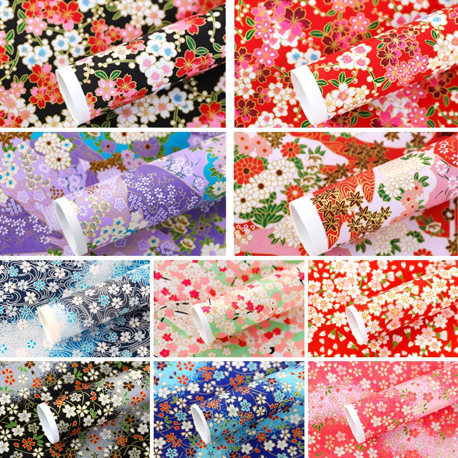 Generic Wrapping Paper,Japanese Style Gift Wrapping Paper,Flower Pattern Wrapping Paper Roll for Birthday,Wedding,Baby Shower,Christmas,Pack of 10,S4