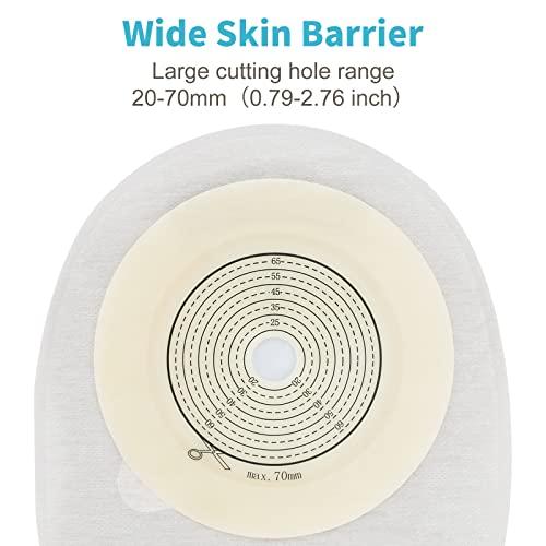 KONWEDA KONWEDA 20PCS Colostomy Bags, Ostomy Supplies, One-Piece Drainable Pouches with Closure for Ileostomy Stoma Care, Cut-to-Fit, Max 70mm