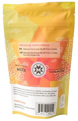 Maya Tea Maya Tea Madagascar Coconut White Tea Sachets, Contains Caffeine, All Natural, Pack of 20