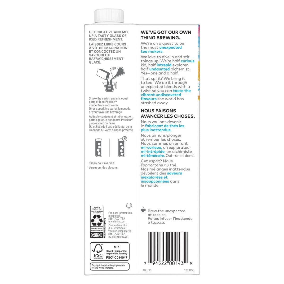 TAZO Tazo Concentrate For a Refreshing Cup of Tea Iced Passion Served Iced, Caffeine Free 32 oz