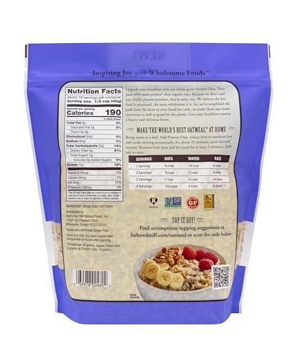 Bob\'s Red Mill Bob\'s Red Mill Gluten Free Protein Oats, 32oz (Pack of 4) - 10g Protein/Serving, Non GMO, Whole Grain, Vegan, Kosher