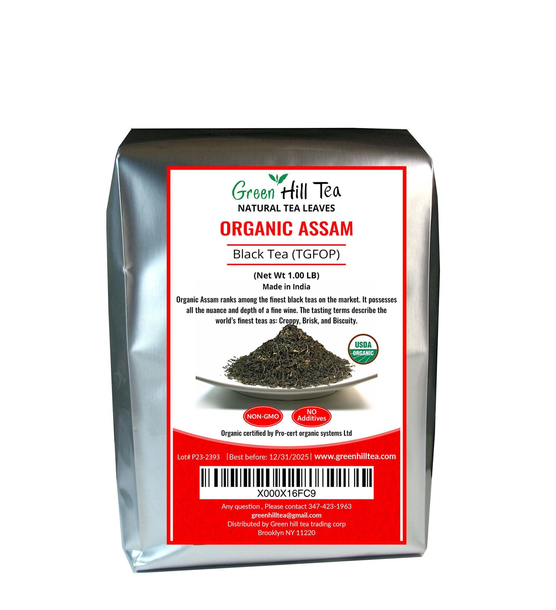 GreenHillTea Greenhilltea, Assam TGFOP Black Tea with Tippy Flowery Malty Premium Black Tea Loose Leave Tea 1 LB