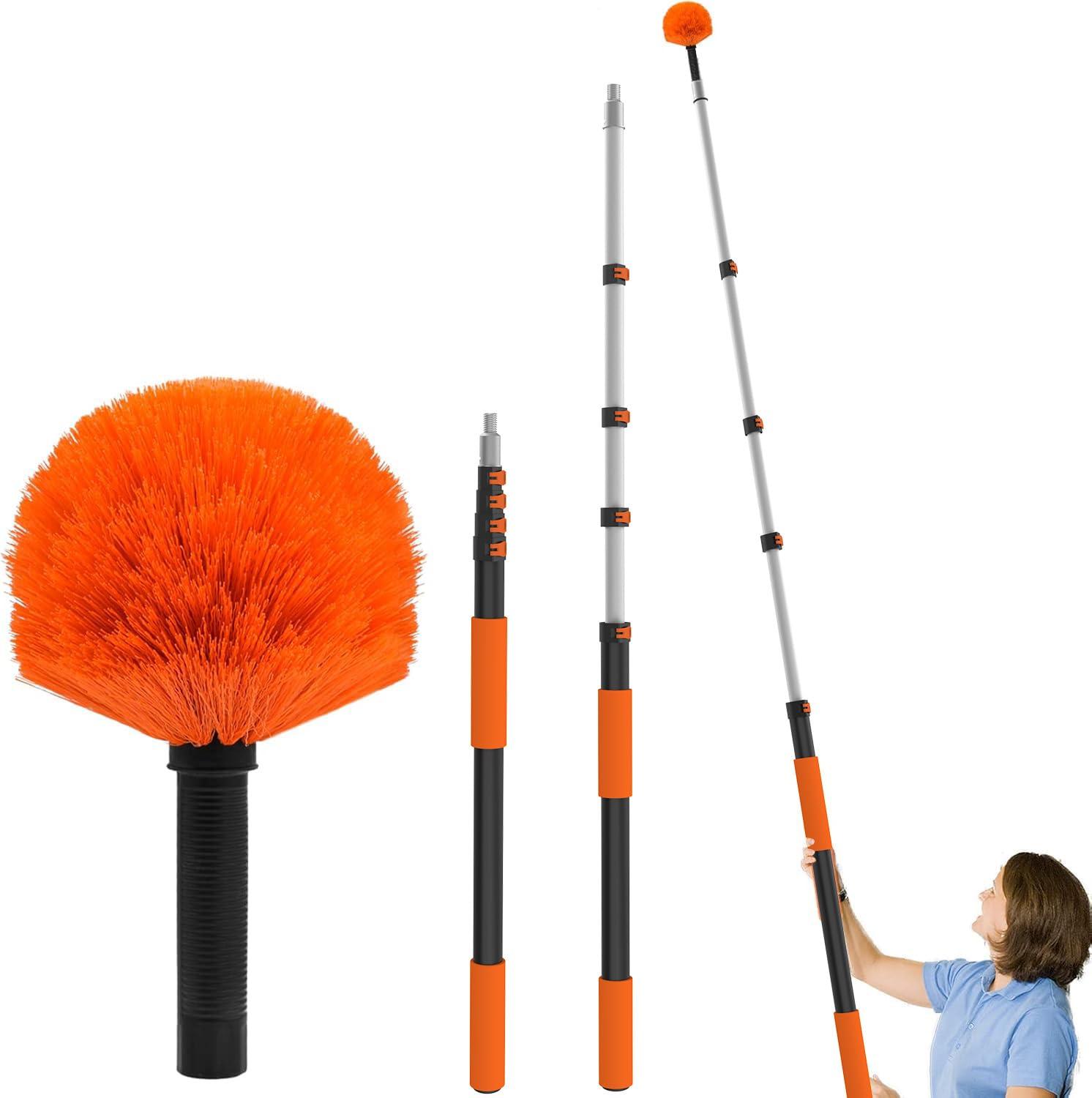 Buyplus Buyplus 26FT Reach Cobweb Duster, Outdoor Spider Web Cleaner Brush with Professional 5-20FT Extension Pole, Non-Shedding Fluffy Bristles, Suitable for Ceiling and Corner Dusters for Indoor and Outdoor