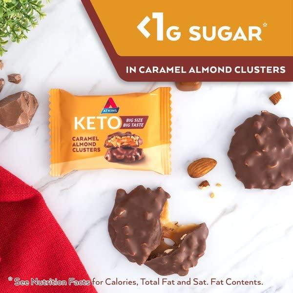 Atkins Atkins Caramel Almond Clusters, Gluten Free, High in Fiber, 1g Sugar, 2g Net Carb, Keto Friendly, 20 Count