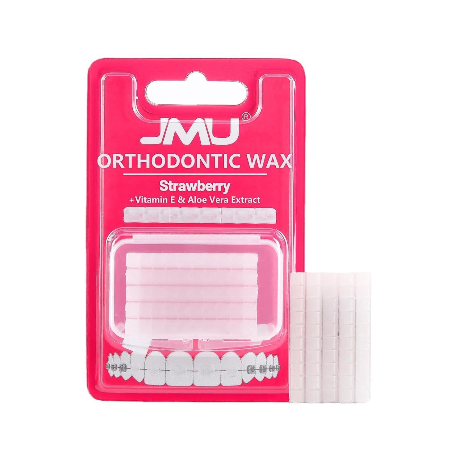 JMU JMU Braces Wax 10 Pack, Orthodontic Wax Pre-cut 500 Wax Dots, Dental Wax Strawberry Flavored