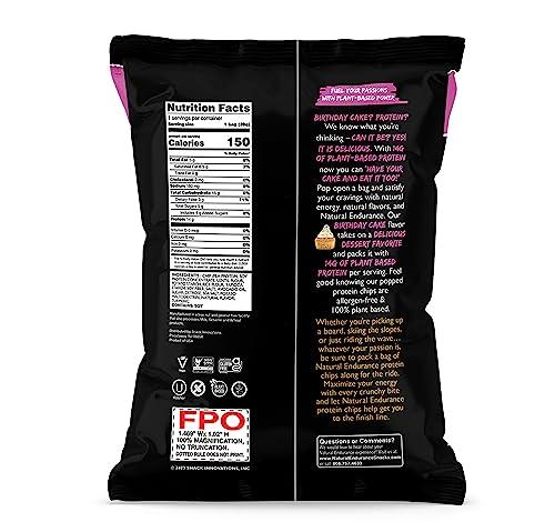 natural ENDURANCE Natural Endurance Protein Chips - Low Carb Chips, High Protein Snack, Vegan Protein with Avocado Oil, 14g Protein Per Bag, Gluten Free, Birthday Cake Flavor - 1.38 oz Bags (Pack of 12)