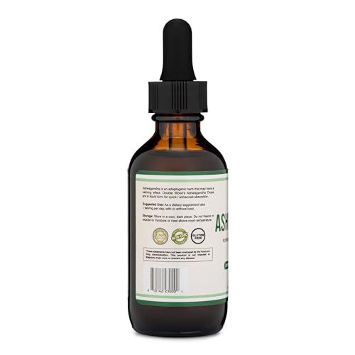 Double Wood Supplements Ashwagandha Organic Drops for Stress Relief (1,200mg, 60 Servings) Ashwagandha Tincture for Adrenal Support and Cortisol Manager (Vegan Safe, Gluten Free, Non-GMO) by Double Wood