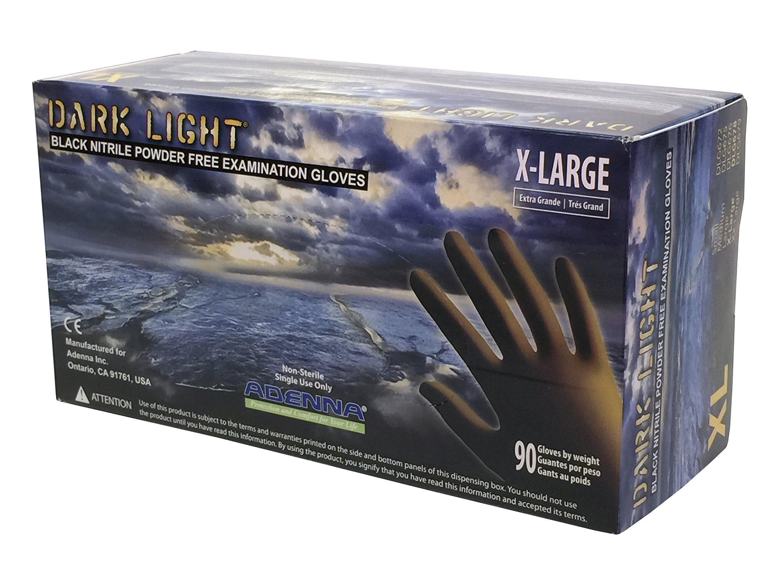 Adenna Adenna DLG678 Dark Light 9 mil Black X-Large Nitrile Exam Gloves Box of 90 and CAT456 Orange Large Raised Grip Nitrile Gloves Box of 100 Bundle