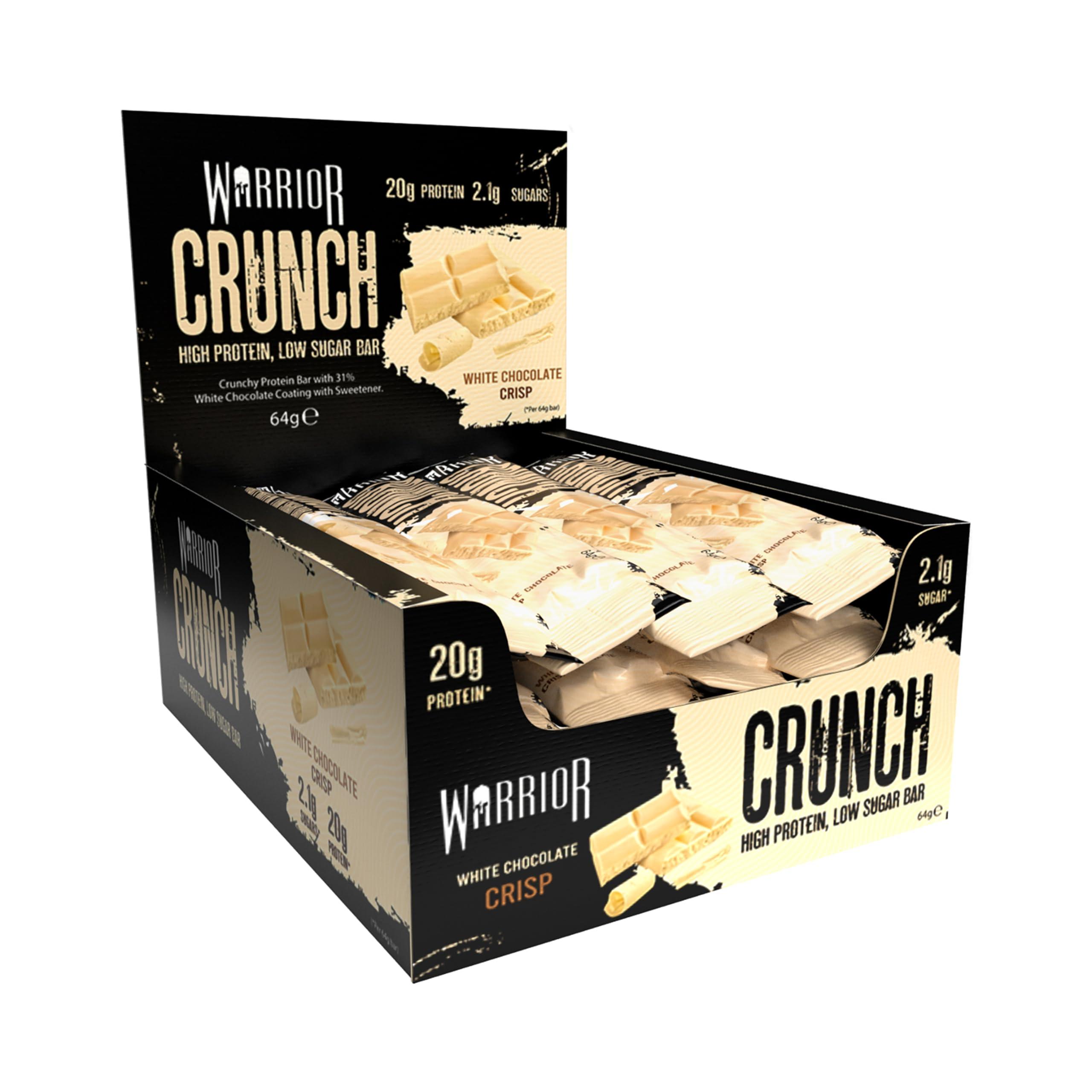 Warrior Supplements Warrior Crunch High Protein Low Carb White Chocolate Crisp Bar, 64 g, Pack of 12