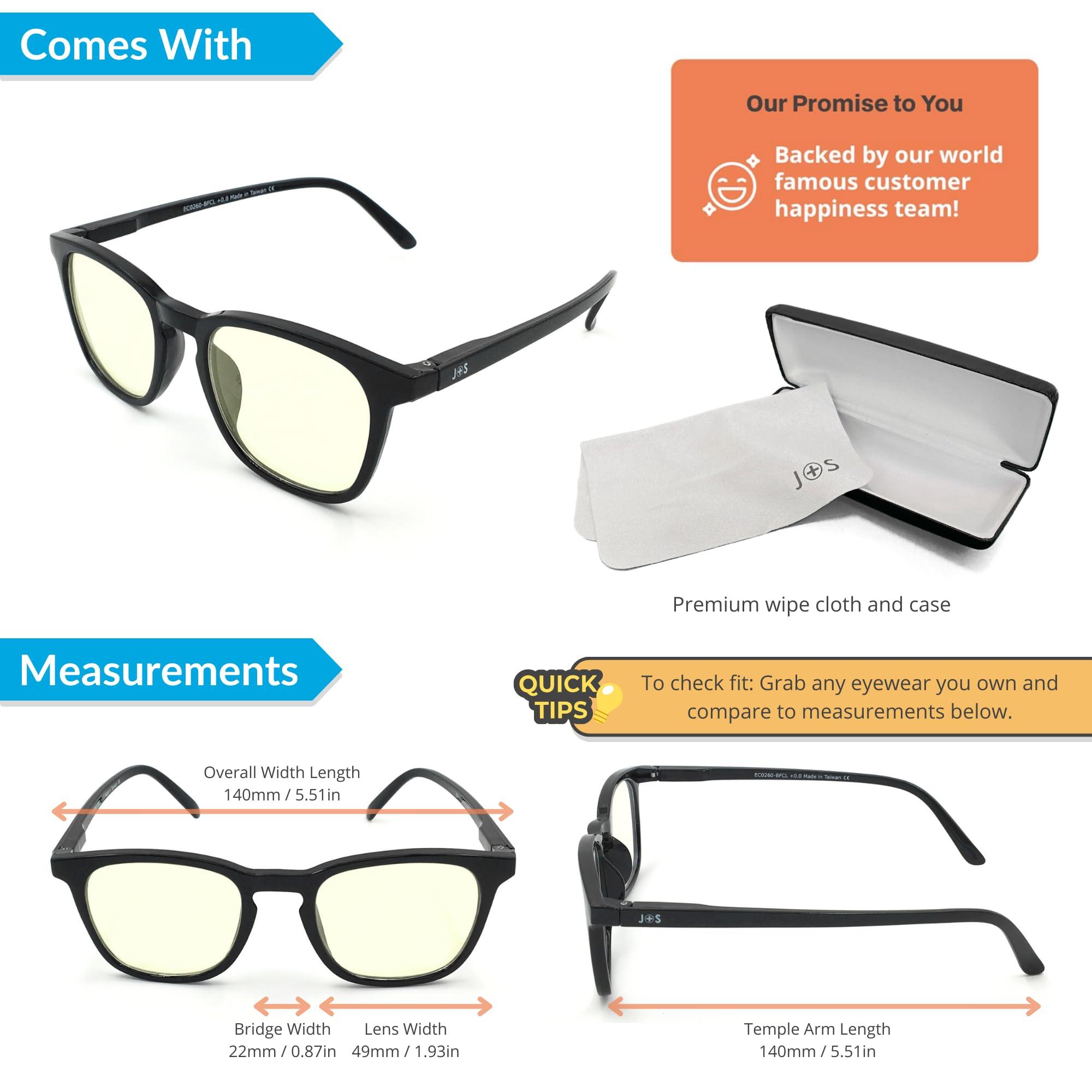 J+S J+S Blue Light Blocking Glasses for Women Men | Anti Eyestrain Headache Glare 400UV from Computer/Gaming/TV/Phones (Puhou LCD lens - Nerdy Square | Black Frame)