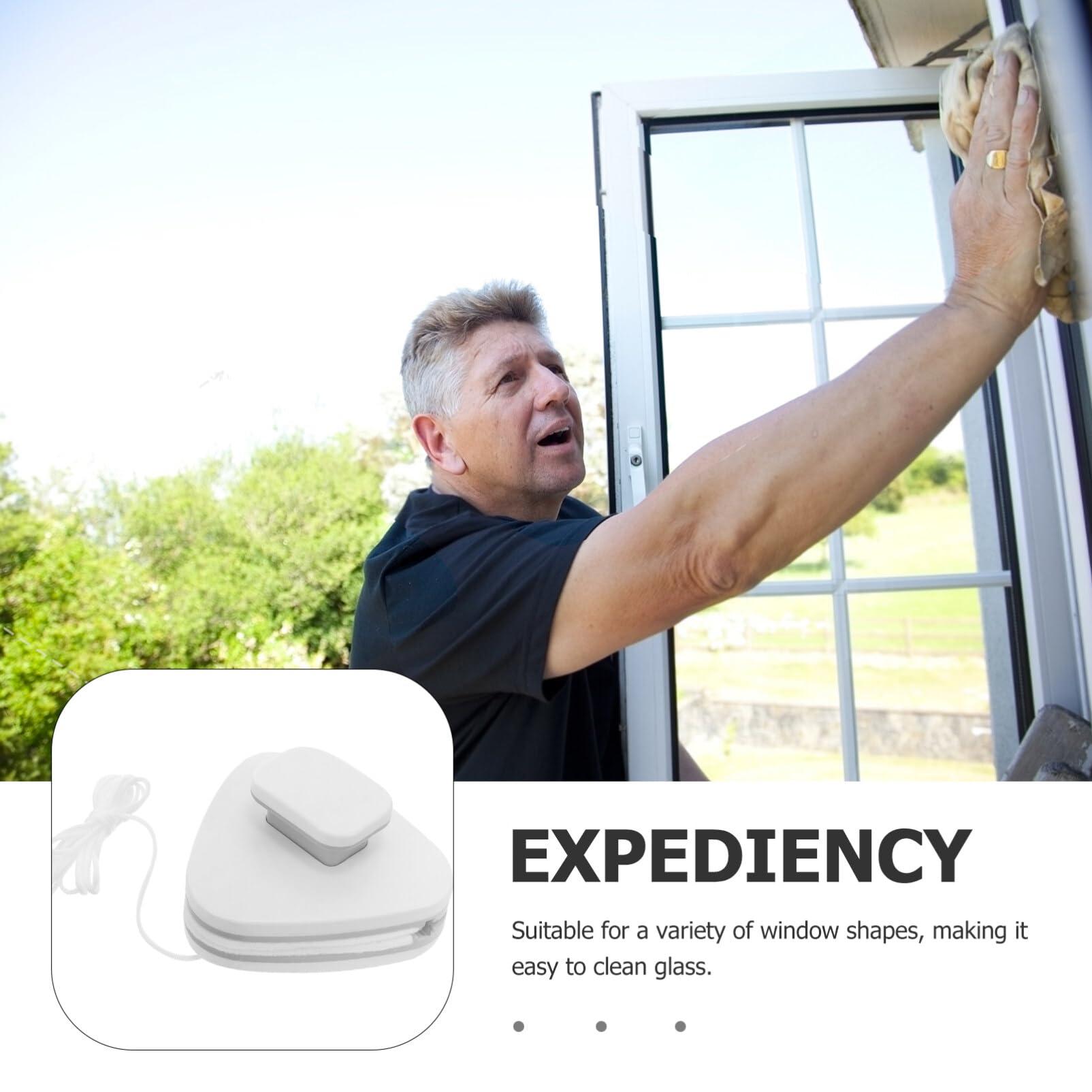 Gatuida Gatuida Double Side Magnetic Window Cleaner Triangular Glass Wiper Window Wiper Glider Washing Brush Cleaning Brush for Car Glazed Windows White