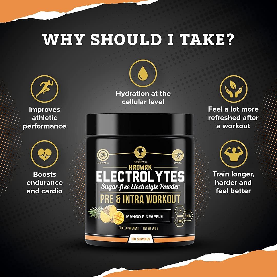 MMA Nutrition HRDWRK Electrolytes Powder with Magnesium, Potassium - Sugar Free Electrolytes Boost Endurance and Reduce Fatigue with This Electrolytes Supplement - Maximum Hydration - Keto Friendly