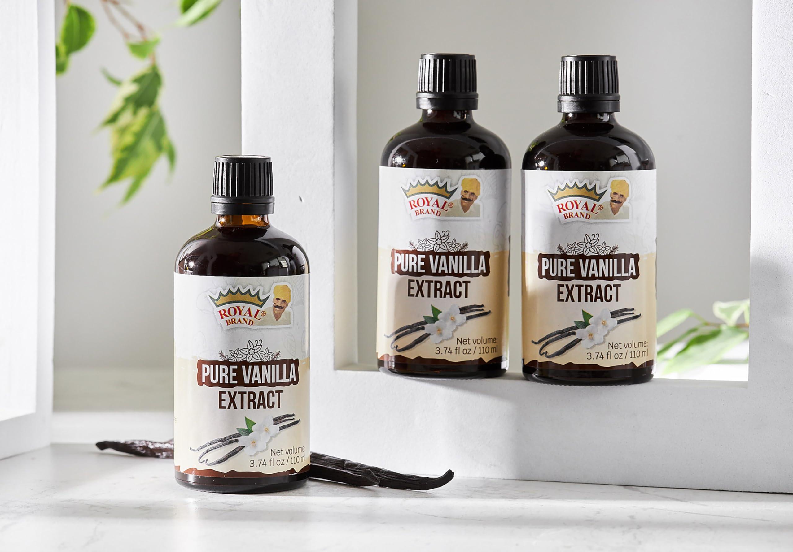 Royal Brand Pure Vanilla Extract / Pure / No Sugar / Sugar free / Glass for Better Quality / 110 ml / 3.74 fl. oz