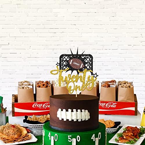 RoadSea RoadSea Football Happy 21st Birthday Cake Topper - Girl Boy 21 Years Old Birthday Cake Supplies - Sport Theme 21st Birthday Party Decorations - Twenty-one Sign