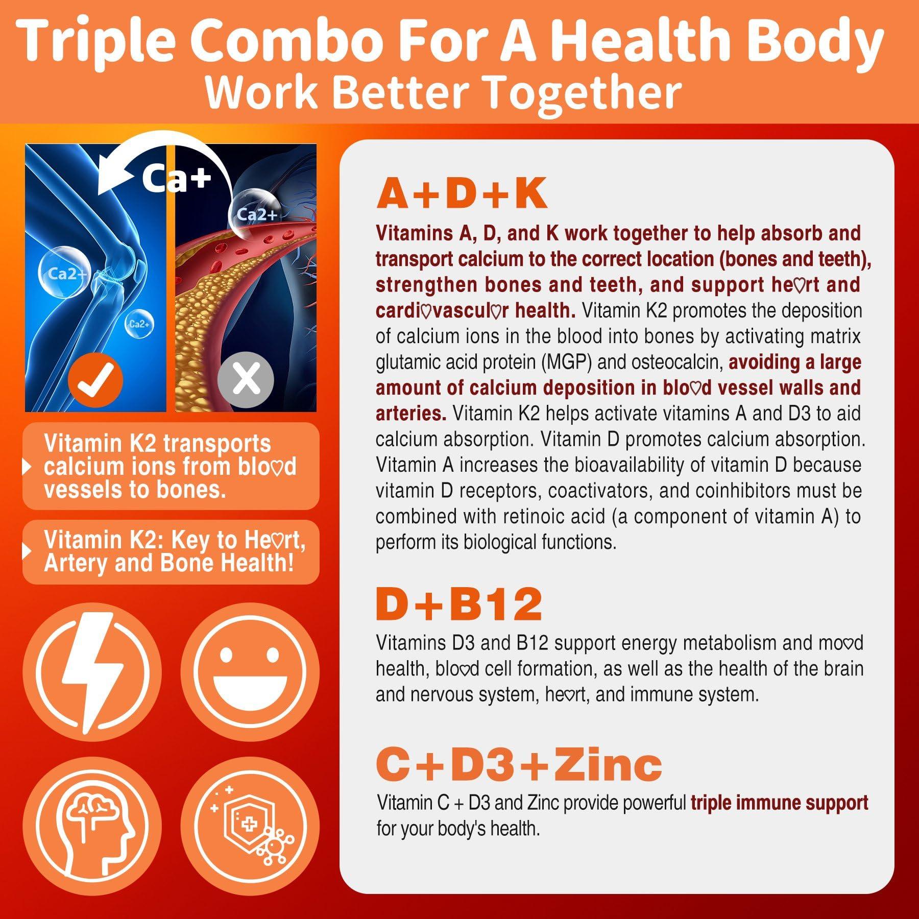 NEVISS NEVISS 2Pack Vitamin ADK with B12 Gummies+1Pack Hydrolyzed Collagen Gummies