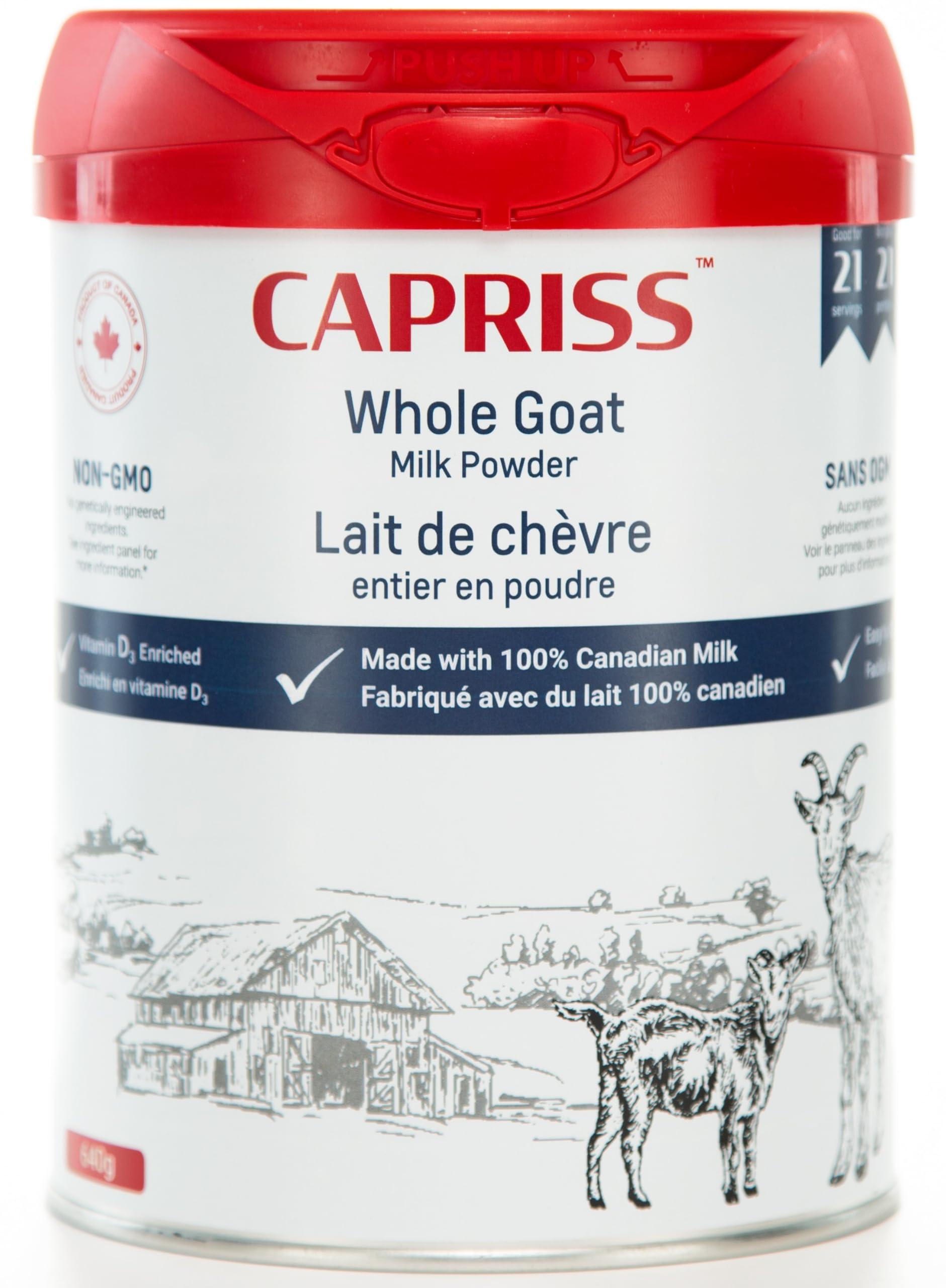 CAPRISS Capriss Whole Goat Milk Powder, 22.5oz | Canadian Family Farm Sourced, Vitamin D Enriched, High Protein & Calcium, A2 Milk, Easy to Digest, Gluten Free | No Antibiotics, No rBST, No Preservatives