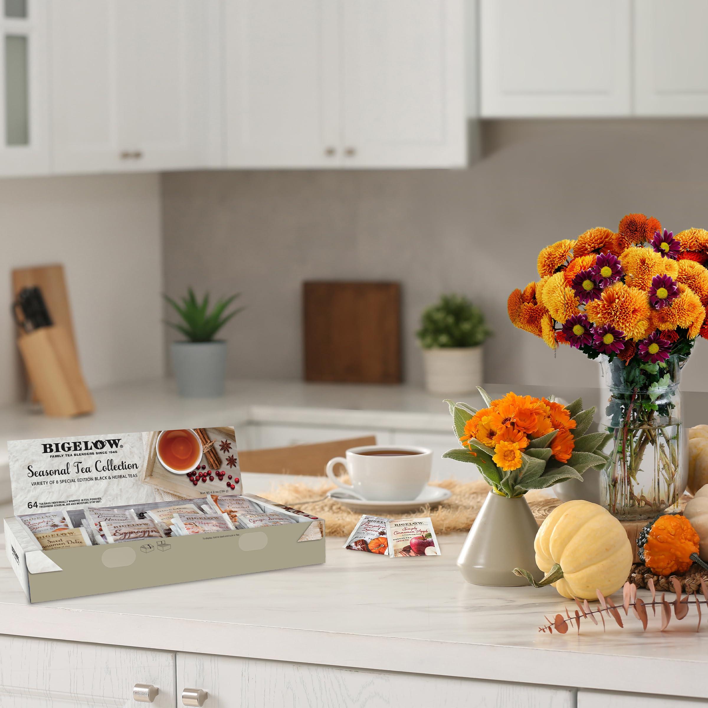 Bigelow Tea Bigelow Tea Seasonal Tea Collection, Caffeine Tea Variety Pack Gift Sampler, Holiday Tea Gift Set, 64 Count Box (Pack of 1), 64 Tea Bags Total