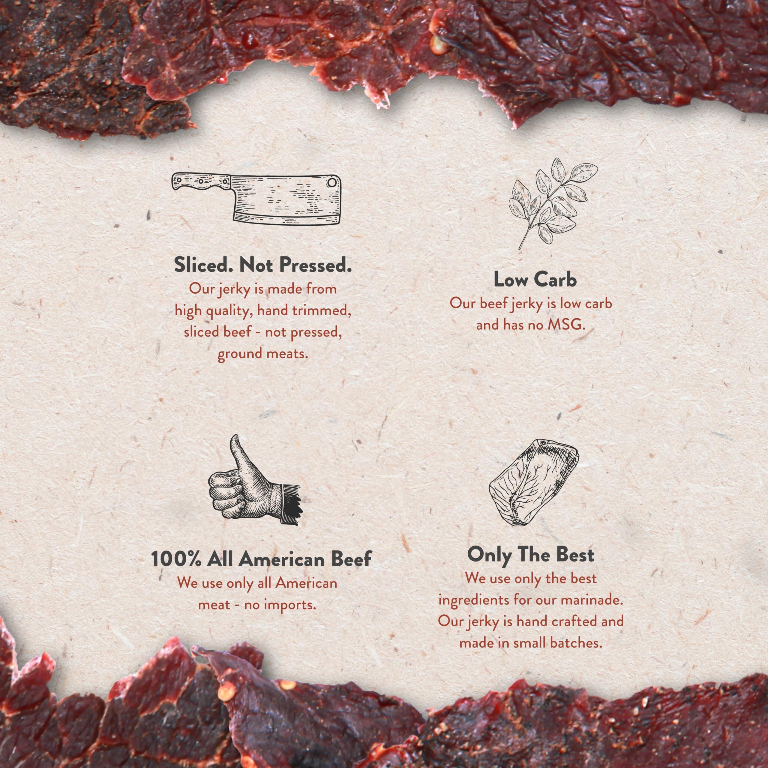 hardtimes Hardtimes Beef Jerky - Variety, Specialty Gift Bag - Great Gift for Father\'s Day, Holiday, & Birthday - 5 Pack of 2.25 oz Bags Original, Black Pepper, Hot, Teriyaki, & Sweet Heat - 4 Jerky Chews