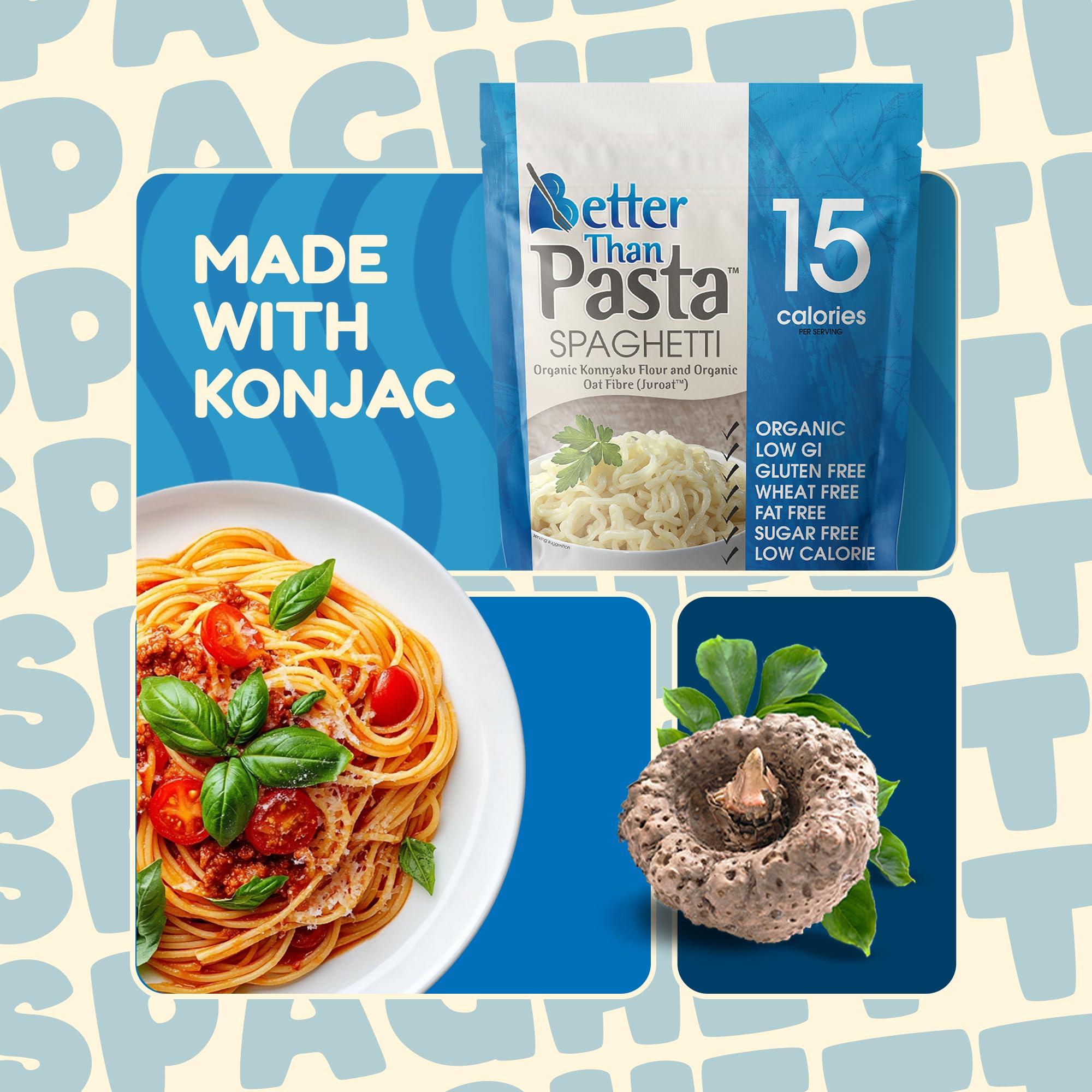 Better Than Noodles Better Than Pasta Spaghetti - Certified USDA Organic, Vegan, Gluten-Free, Non-GMO, Konjac, ZERO Net Carbs, Paleo, Keto and Diabetic Friendly, Shirataki, Fully Cooked, Low Calorie, 14 Ounces (6 Pack)