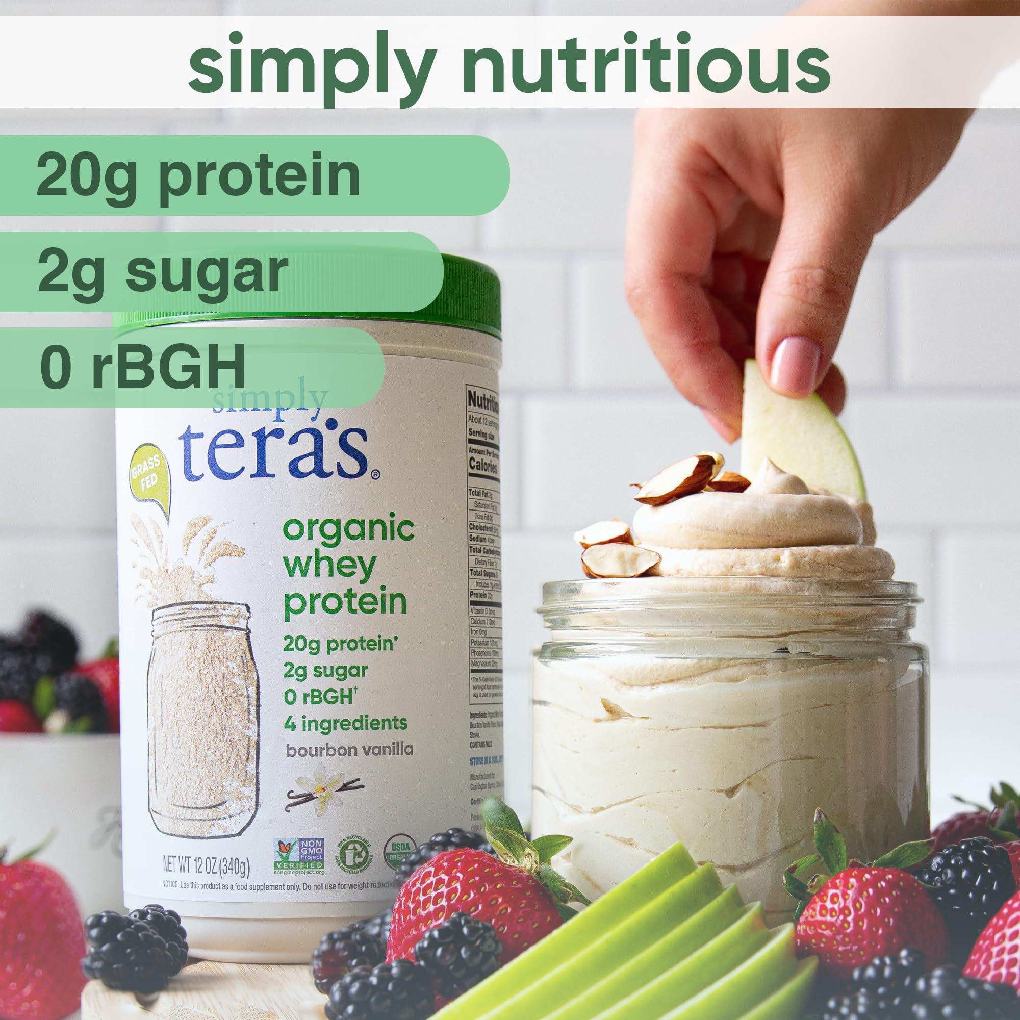 teraswhey Simply tera\'s Organic Whey Protein Powder - Vanilla Protein Powder, Grass Fed Whey Protein Powder, Clean Protein Powder Without Artificial Sweeteners, Non-GMO, Kosher, rBGH-Free, Organic - 12 Oz