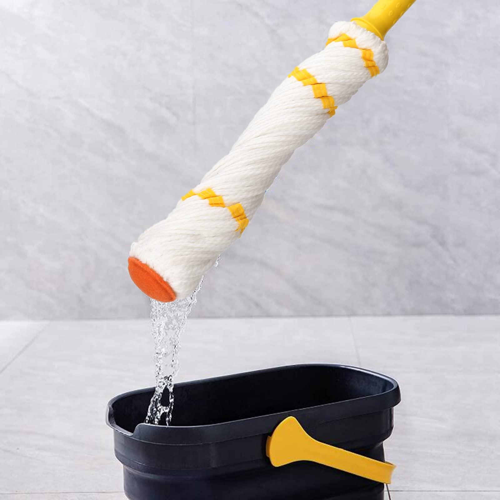 KeFanta Self-Wringing Twist Mop for Floor Cleaning, Long Handled Microfiber Floor Mop with Top Scouring Pad for Kitchen, Hardwood, Restaurant, Bathroom, Garages, Warehouses, Office, 57-inch