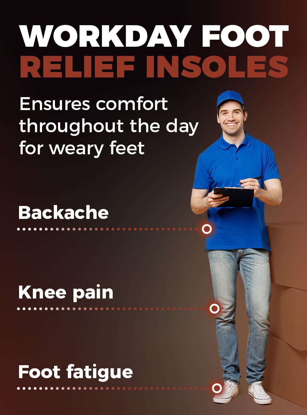 SUPINEVER () Work Boot Insoles for Men and Women - Low Arch Support - Effective Foot Pain Relief - All Day Comfort Orthotic Insoles - Shock-Absorbing Anti-Fatigue Shoe Inserts (S, Brown)