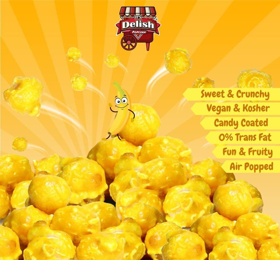 It's Delish Gourmet Yellow Banana Colored Popcorn by It's Delish, 8 Oz Bulk Bag | Colorful Popcorn Snack - Fruity Flavored Air Popped Corn Fun Confetti | Birthday Party, Events – Gluten Free, Vegan, Kosher (8 Oz)