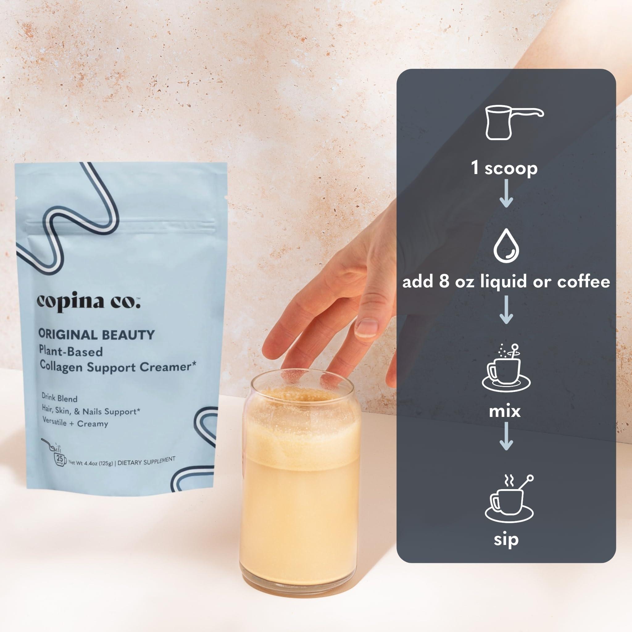 Copina Co. Copina Co. Original Vegan Collagen Booster Creamer Mix: Plant Based Collagen Support Smoothie Drink Vegan Creamy Blend | Original Flavor | 1 Bag - 25 servings per bag