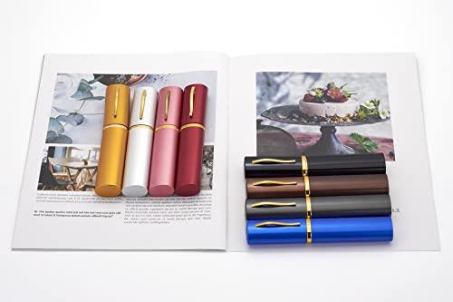 HIGHLIKE HIGHLIKE 4-Pack Slim Pocket Reading Glasses Men Women, Compact Readers Super Clear Lens, Spring Hinge Metal Frame Eyeglasses, Red Golden Blue Pink 2.5 x