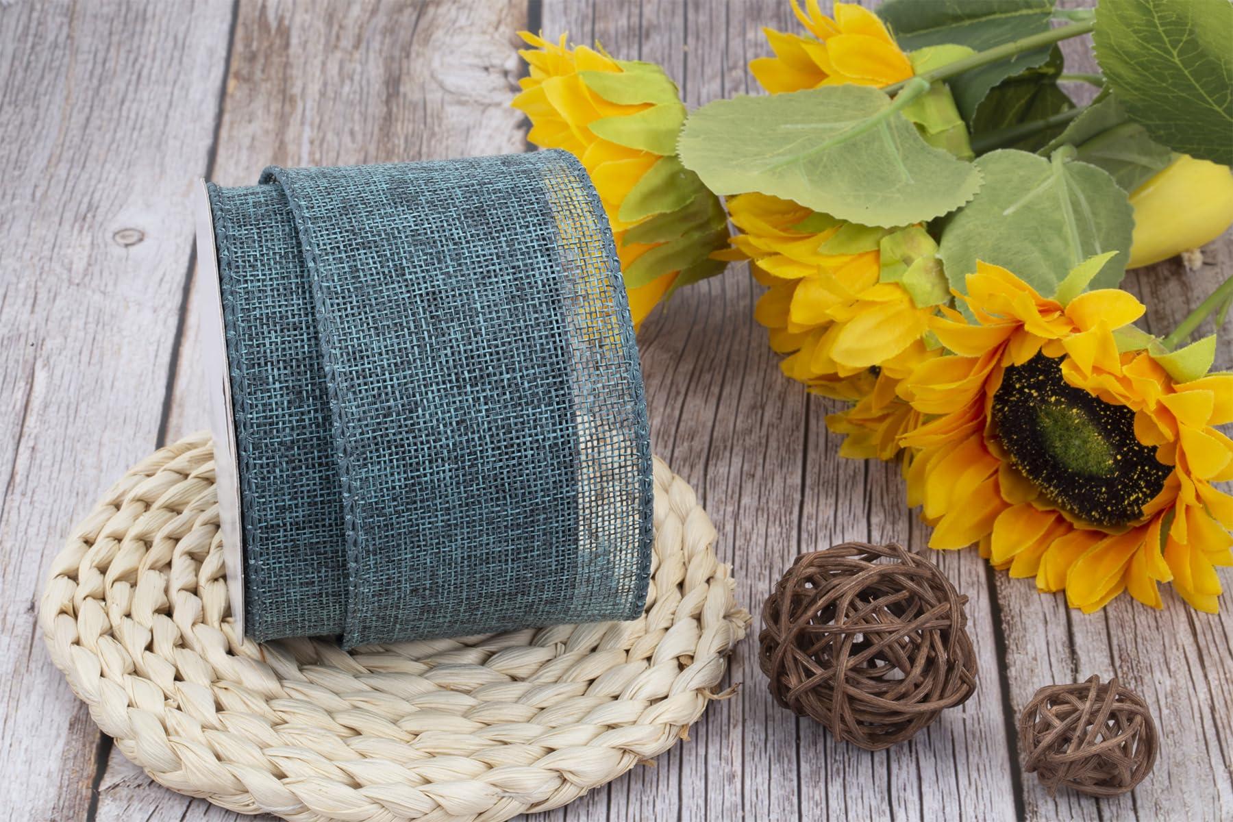 Zofrud Zofrud Lt. Blue Burlap Ribbon - 2.5 Inch x 10 Yards | Faux Jute Wired Ribbon for Wreaths, Christmas Decorations, Rustic Weddings, and Large Bow