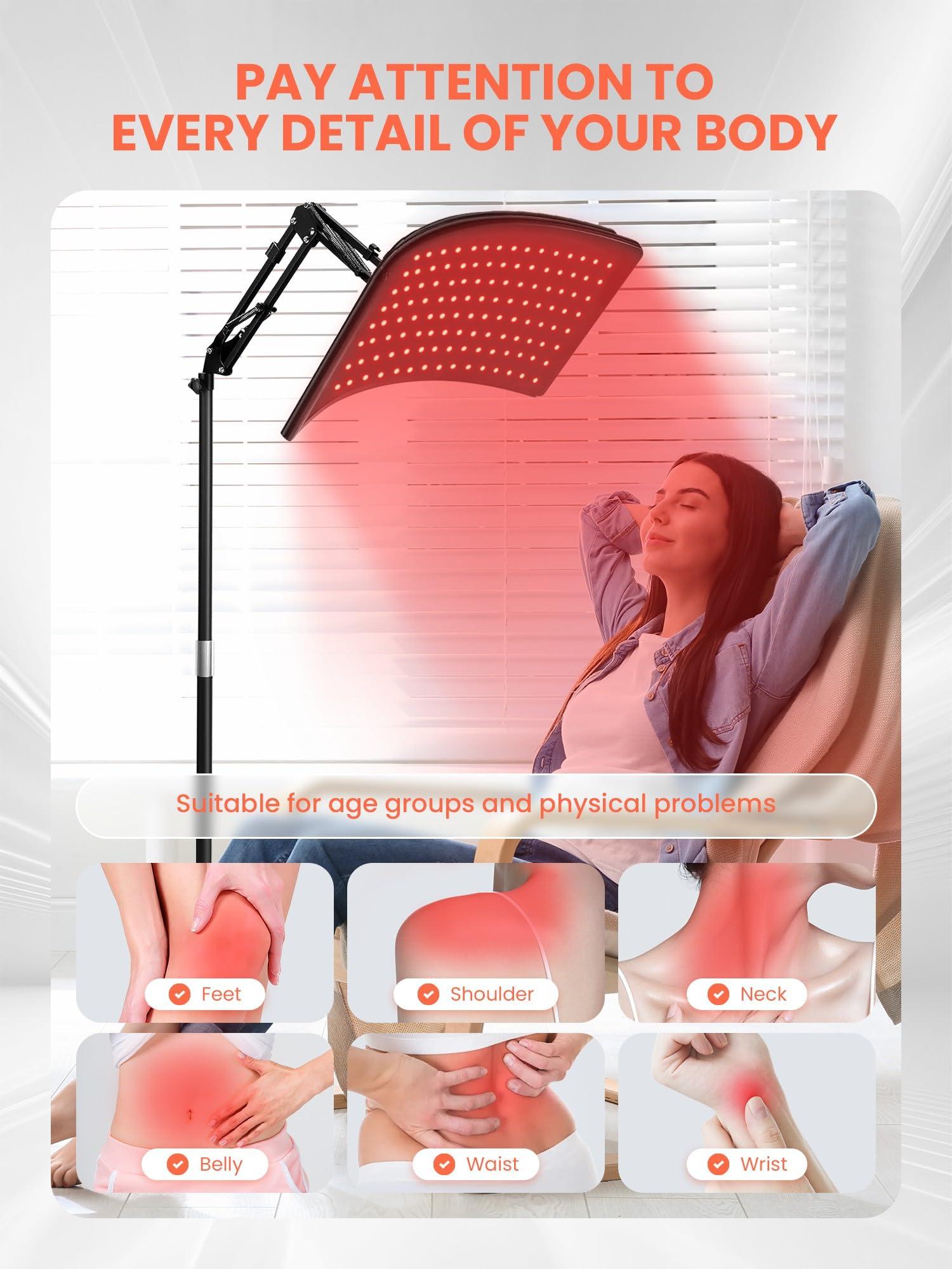 INTEO Red Light Therapy for Body, Infrared Light Therapy Lamp with Stand Portable 660nm 850nm Red Light Therapy for Face Back Home Heating Red Light Therapy Wrap Belt Gift for Women Men