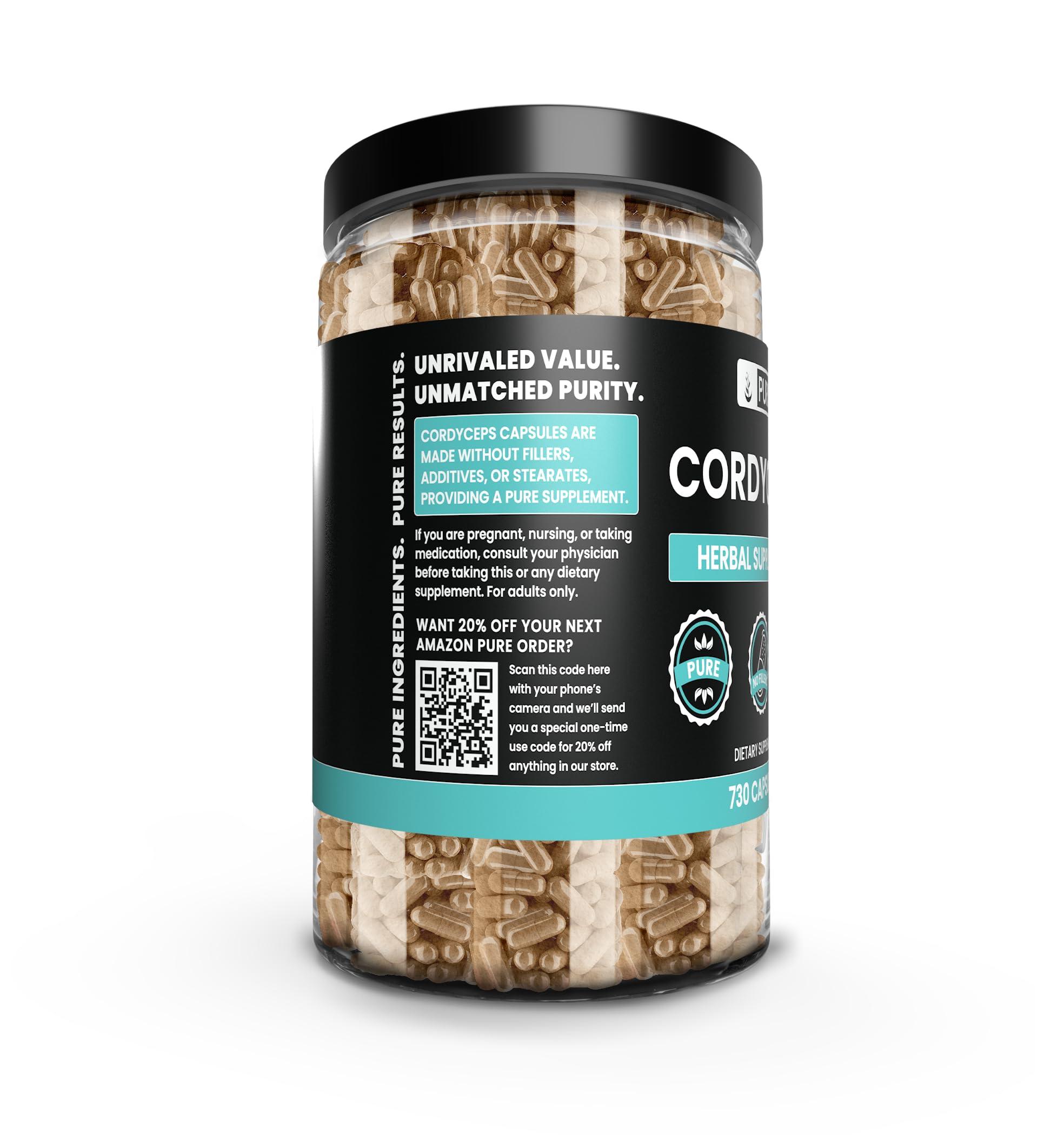 PURE ORIGINAL INGREDIENTS PURE ORIGINAL INGREDIENTS Cordyceps (730 Capsules) No Magnesium Or Rice Fillers, Always Pure, Lab Verified