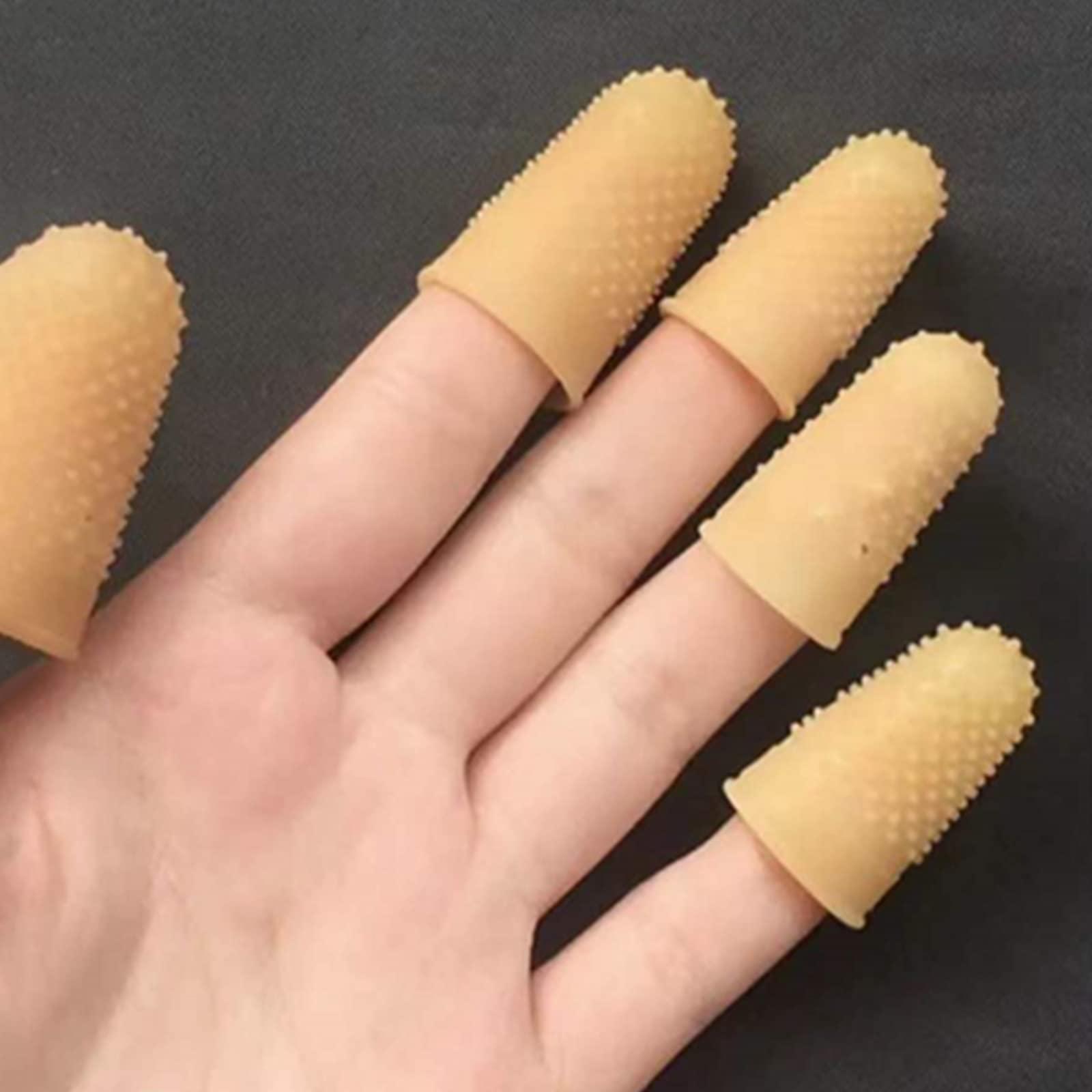 Honey Joy Finger Protector with Hole, Finger Cots, Latex Finger Tips Caps, Finger Covers (12 PCS Thimbles), New Material (Latex-Free), Finger Sleeves Great for Nail Art Work, Hand Eczema and More,HJ-NAT218 (S)