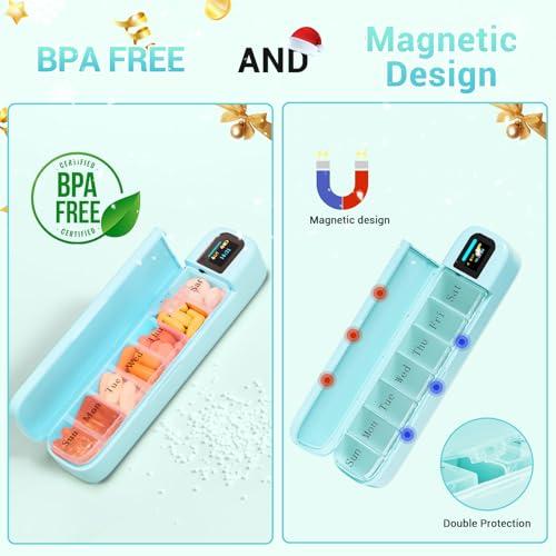 Daviky Daviky Smart Pill Organizer with Alarm, Bluetooth Daily Once a Day Pill Box 7 Day with APP, Weekly Travel Pill Case, Portable Pill Reminder for Medicines, Supplements and Vitamins(Green)