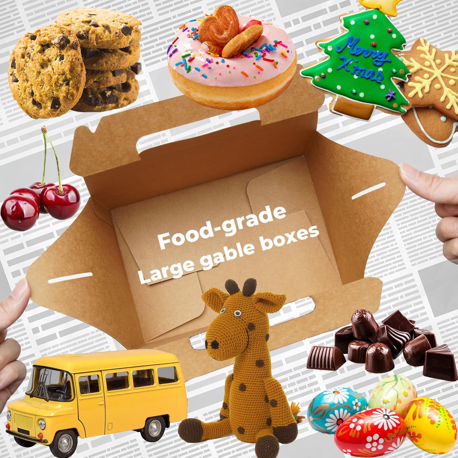 UnicoPak UnicoPak 30 Pcs 9x6x6 Large Gable Boxes Gift Boxes with Handles Food-grade Bakery Boxes Treat Boxes Paper Lunch Boxes To Go for Birthday Wedding Party Favors Picnic Business Christmas