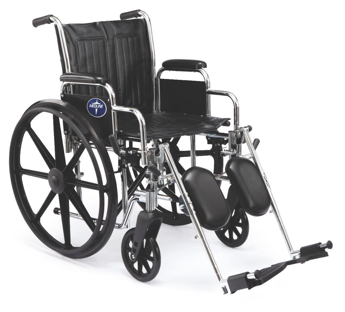 Medline Medline Excel 2000 Wheelchair, 18\" Wide Seat, Desk-Length Arms, Swing Away Footrests, Chrome Frame